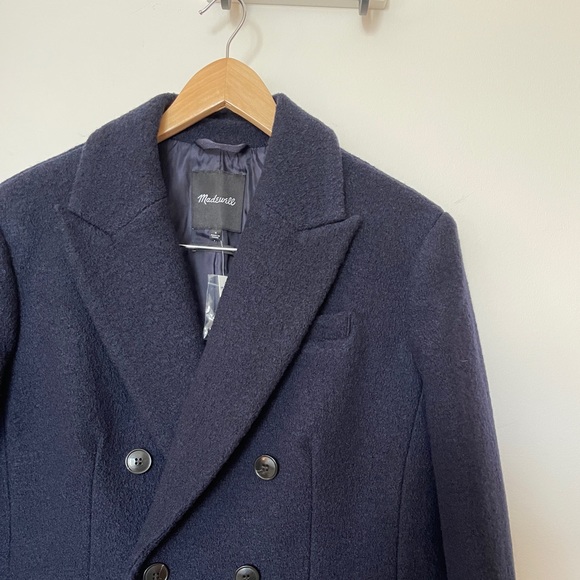 Madewell Oversized Wool Navy Coat Size 4 - Picture 2 of 8